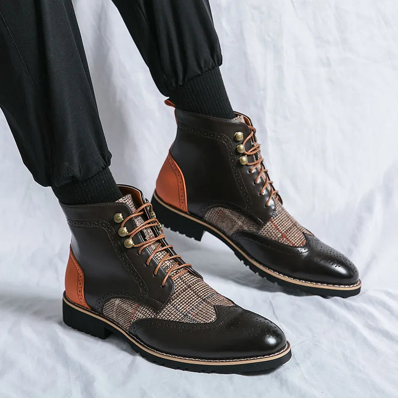 Retro Black Men's Leather Boots