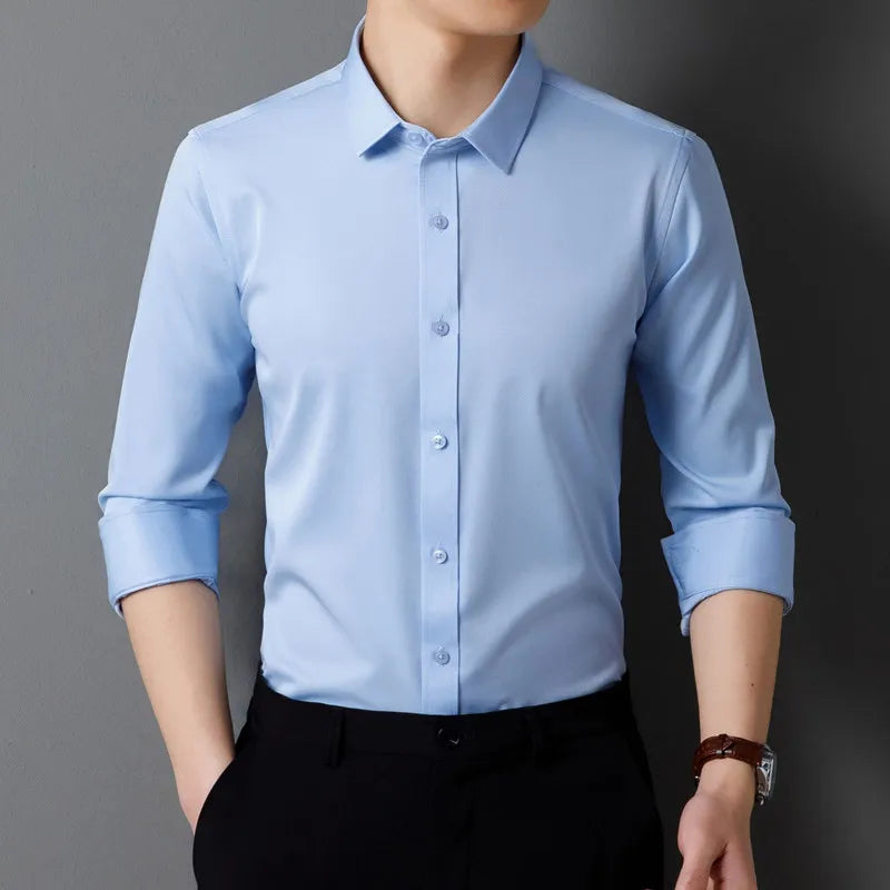 Men's Long Sleeved Shirt Classic Solid Color Soft Comfortable