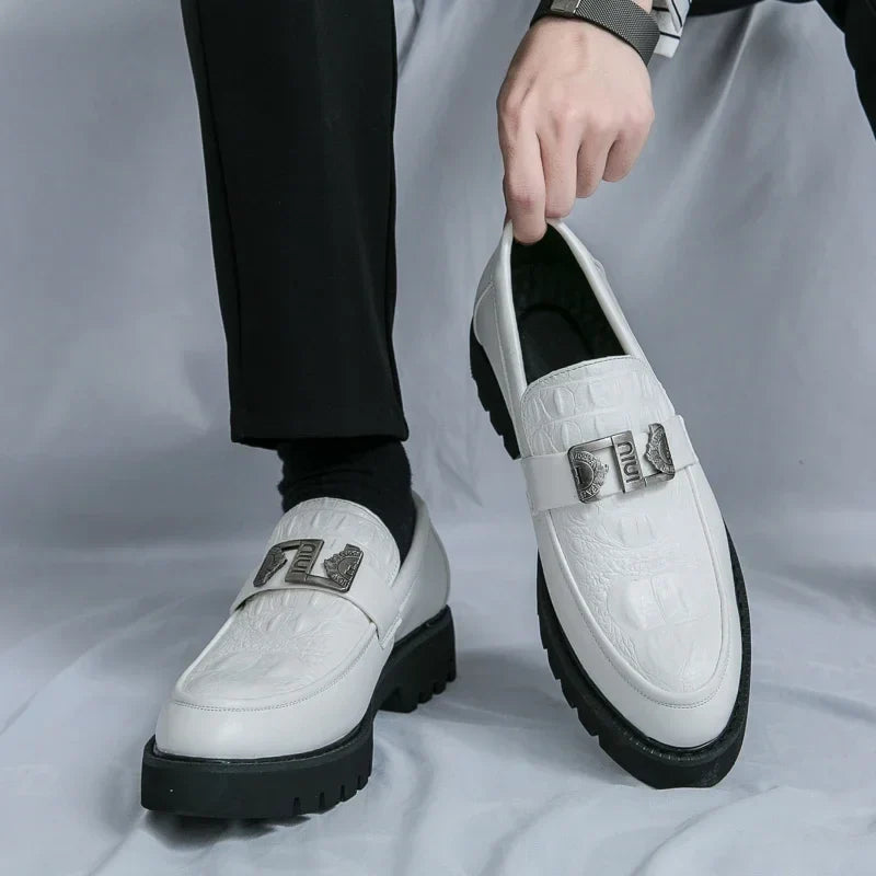 Mens Loafers Party Business Thick Soled Men Leather Shoes Dress Platform Shoes Comfortable Fashion New Casual Shoes for Men