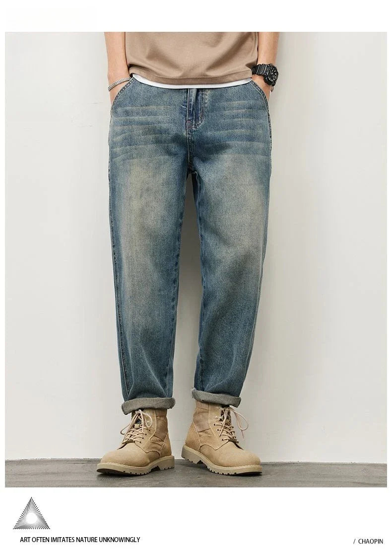 Summer Micro-cone Straight Jeans for Men Loose Comfortable and Versatile Casual Teenager Trendy Retro Trousers jeans for man