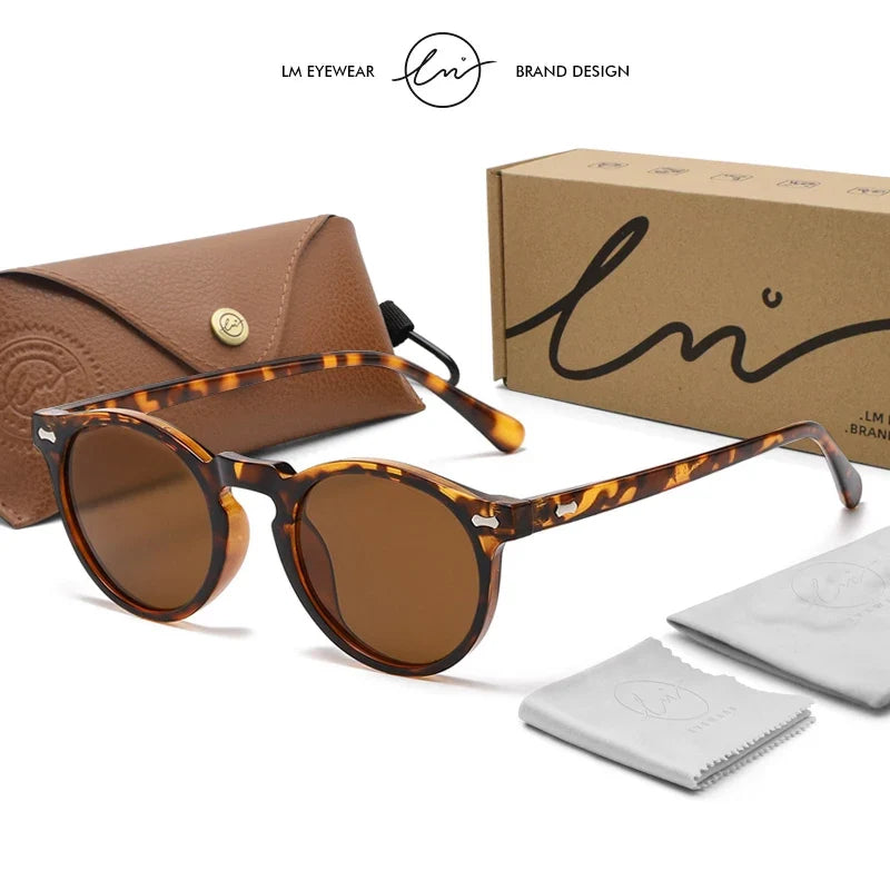 Retro Round Polarized Sunglasses Women Men Classic Leopard Frame Driving Shades Vintage Sun Glasses Unisex UV400 Gafas De Sol