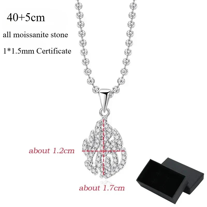 18k Plated All Real Moissanite Necklace for Women Wedding Classic Lab Diamond Pendant Sterling Silver 925 Chain Wholesale