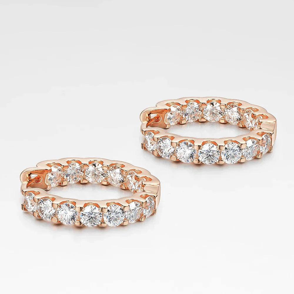 100% 925 Sterling Silver Real 2.6ct Moissanite Earring Hoops For Women Sparkling Wedding Party Luxury Fine Jewelry Gift