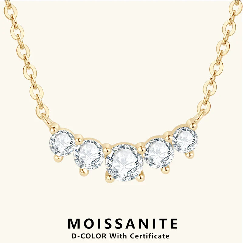 Moissanite Pendant Necklace 925 Silver Original Certified Chain For Women Exquisite Cluster Necklaces Anniversary Jewelry
