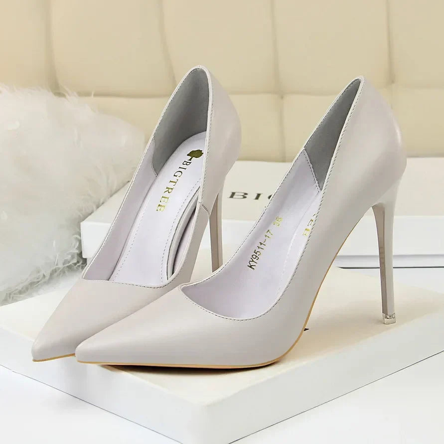 Plus Size 34-43 Woman Classic Concise 7.5cm 10.5cm High Heels Lady Elegant Colorful Pumps Scarpins Yellow Mid Low Heels Shoes