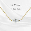3CT Marquise Cut 2 Gems Full Moissanite Necklace for Women Bride Wedding Jewelry Lab Diamond Chain 925 Sterling Silver