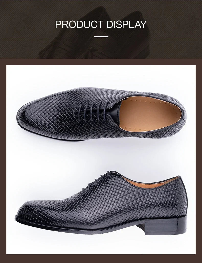 Luxury Genuine Leather Shoes Men Oxford Casual Business Office Shoes Comfortable Formal Lace Up Pointed Toe Dress Wedding Shoes