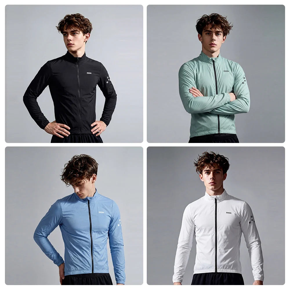 Men Long Sleeve Windbreaker Sports Trench Lightweight Windproof Hiking Fitness Bicycle Coat UPF 50+ Outdoor Outfit Packable