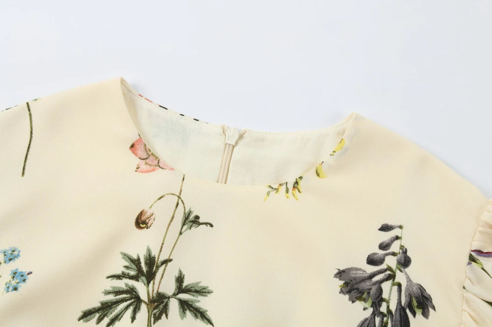 SS26 Women Smock Floral Dress Sweet Style