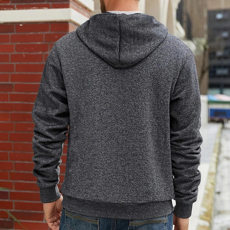 Men's Winter Warm Sherpa Plush Lined Jacket Casual Zip Up Hooded Coat with Zipper Pockets Male Fleece Outerwear Outfits Tops