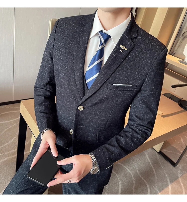 Traje De Boda De Alta Calidad Para Hombre, Traje Profesional De Negocios A La Moda, Chaleco Y Pantalones, Conjunto De 3/2 Piezas