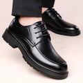 Men's Lace-up Business Casual Leather Shoes Spring Autumn New Platform Work Shoes Male Fashion Solid Color Dress Shoe Man