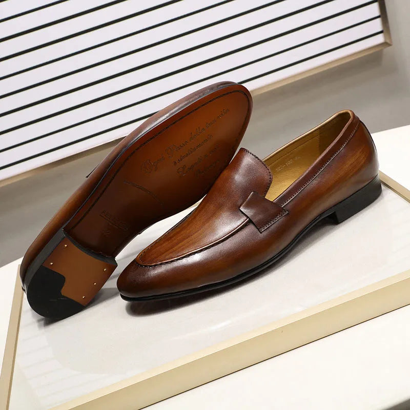 Autumn Summer Style Mens Loafers for Wedding Party Dance Black Brown Genuine Leather Slip on Men's Dress Shoes Casual Business