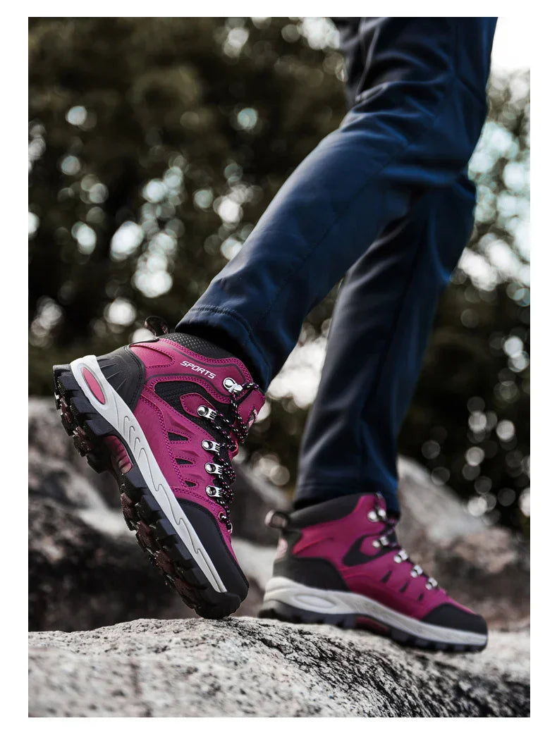 Outdoor Waterproof Hiking Boots Men's Women's Spring And Autumn Hiking Wear-resistant Mountain Sports Boots Hunting Sports Shoes