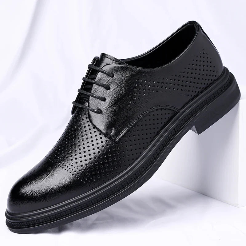 Men's Formal Leather Shoes Lace Up Breathable Non-slip Rubber Sole Lightweight Comfortable Dress Shoes Office & Special Occasion