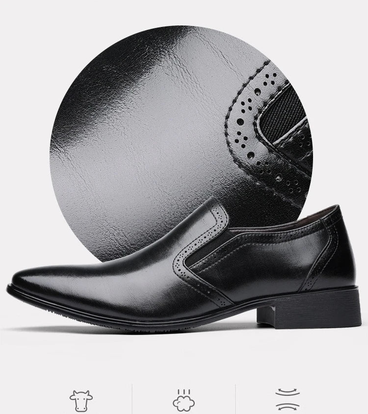 Spring Autumn New Designer Dress Shoes for Men Solid Color Fashion Formal Business Casual Leather Shoes Male