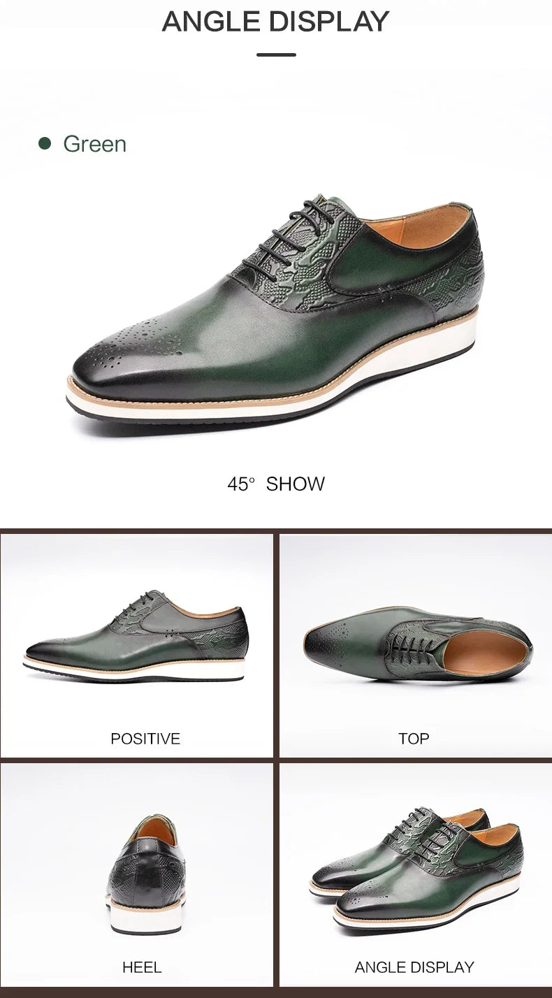 Men's Genuine Leather Brogue Shoes|All-Season Sport Casual Footwear|High-Quality Leather Dress Shoes|Comfortable Walking Shoes