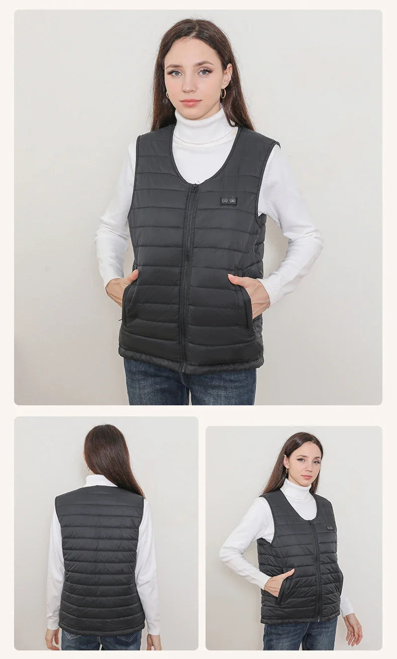 New Winter Unisex V-Neck 22 Zone Heat Resistant Warm Vest Middle-Aged And Elderly People Worn Both Inside And Outside Waistcoat