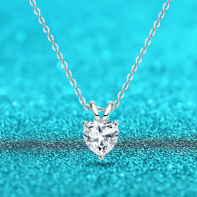 1ct Certified Heart Cut Moissanite Necklace for Women Classic 100% S925 Sterling Silver Pendant Jewelry Wholesale GRA