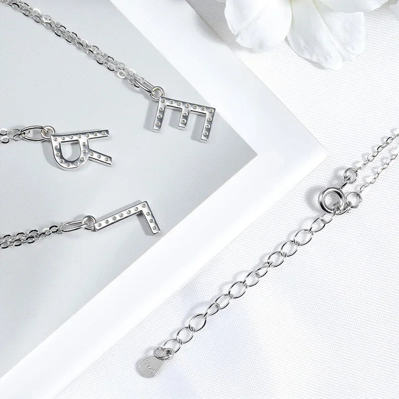 26 Letter Pendant All Moissanite Necklace for Women Small Size Jewelry Name Chain 100% Real S925 Sterling Silver Jewelry