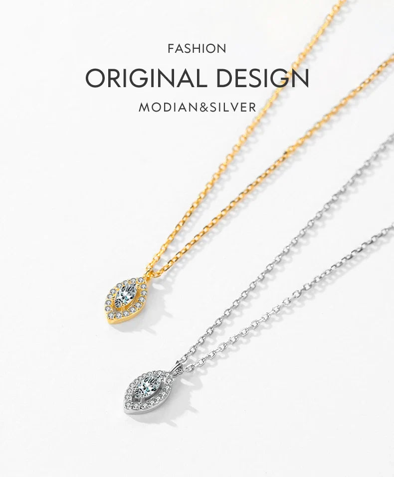925 Sterling Silver Rhombus Sparkling Zirconia Pendant Necklace Trendy Gold Color Link Chain For Women Fine Jewelry Gifts