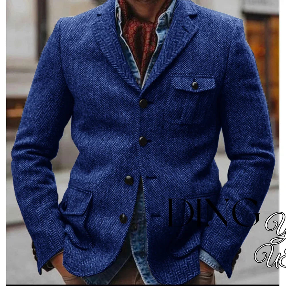 Hot Sale Men's Herringbone Jacket Slim Fit Single Breasted Man Suits Men's Suit Casual Blazers Male Coat With 3 Pockets