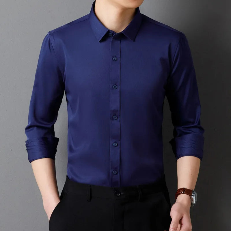Men's Long Sleeved Shirt Classic Solid Color Soft Comfortable