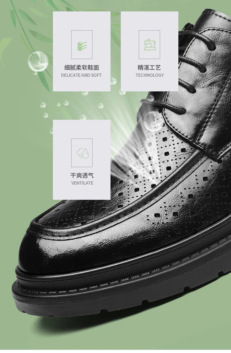 British Style Business Derby Shoes for Men Spring Summer Breathable Dress Shoes Male Fashion Casual Leather Wedding Shoe Man
