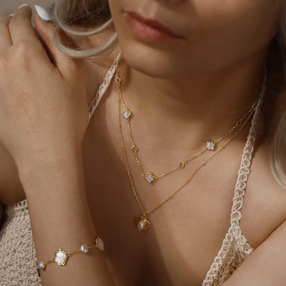 925 Silver Four Flowers Clover Luxury Hollow Clover Chain Necklace Banquet Party Gift Neck Jewelry Accessories GMN61