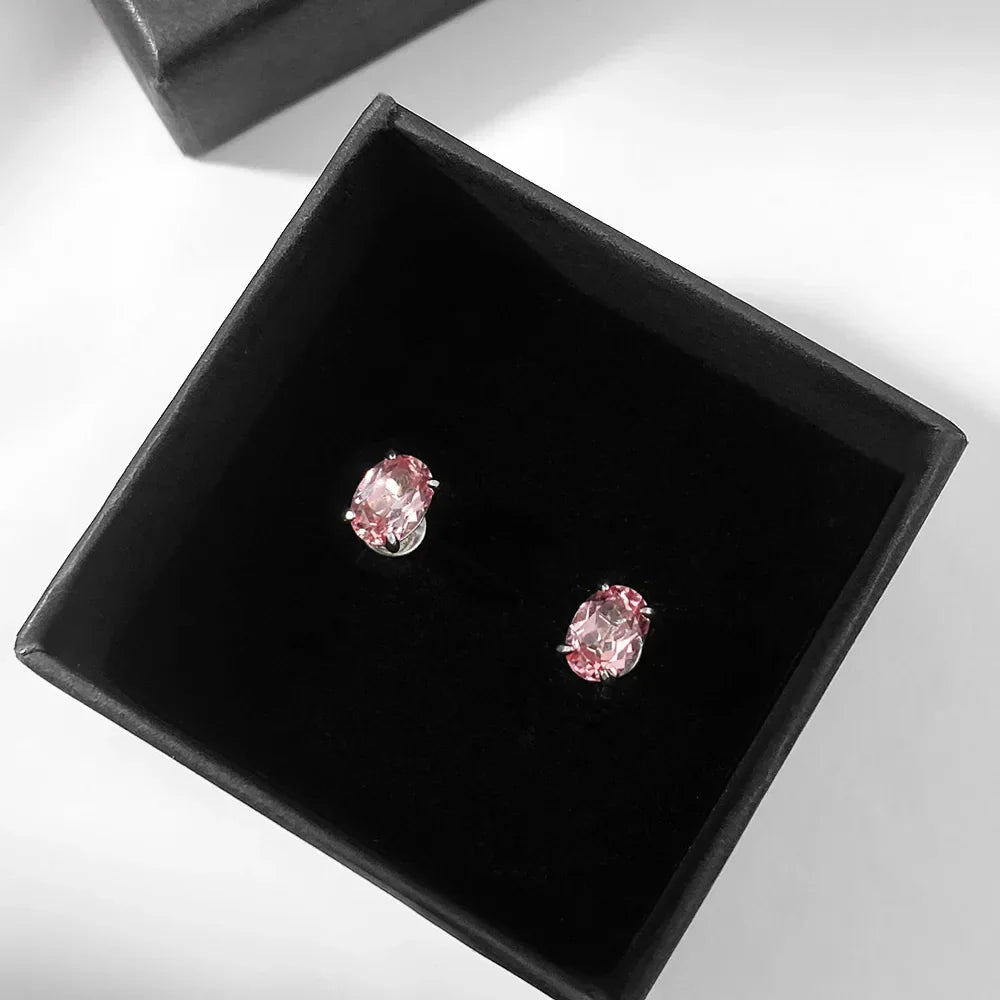 5*7mm Oval Cut Ruby Emerald Moissanite Stud Earrings Lab Grown For Women Man Unisex Gemstone Party 925 Silver Earring Gift