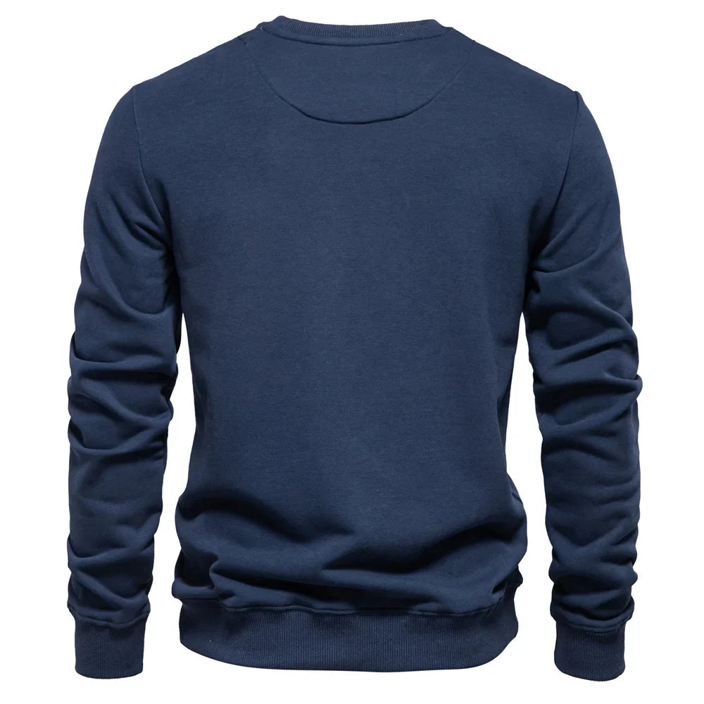 Cotton-blend Mens Crew Neck Solid Color Sweatshirts Pullover Casual Sport Sweatshirt for Men