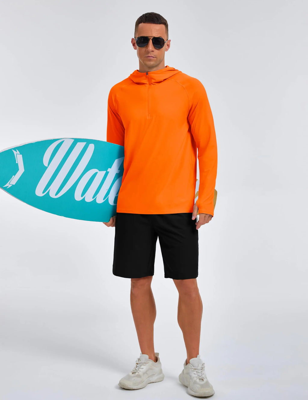 Mens 1/4 Zip UPF 50+ Shirts Sun Protection Running Surfing Athletic Shirt Lightweight Rash Guard Long Sleeve Hoodie