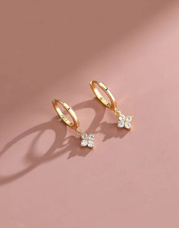 2024 New Fashion Gold Color Round Zircon Simple Drop Dangle Earrings for Women Charm Korean Hoop Jewelry Wedding Birthday Gift