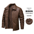2025 new spring and autumn men's turn-down collar leather jacket men casual coat men's top windproof Loose fit trendy jacket