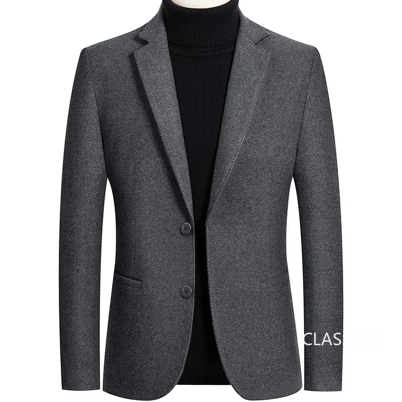 New Spring Men Cashmere Blazers Suits Jackets Business Casual Wool Suit Coats Quality Male Slim Fit Blazers Jackets Coats 4XL