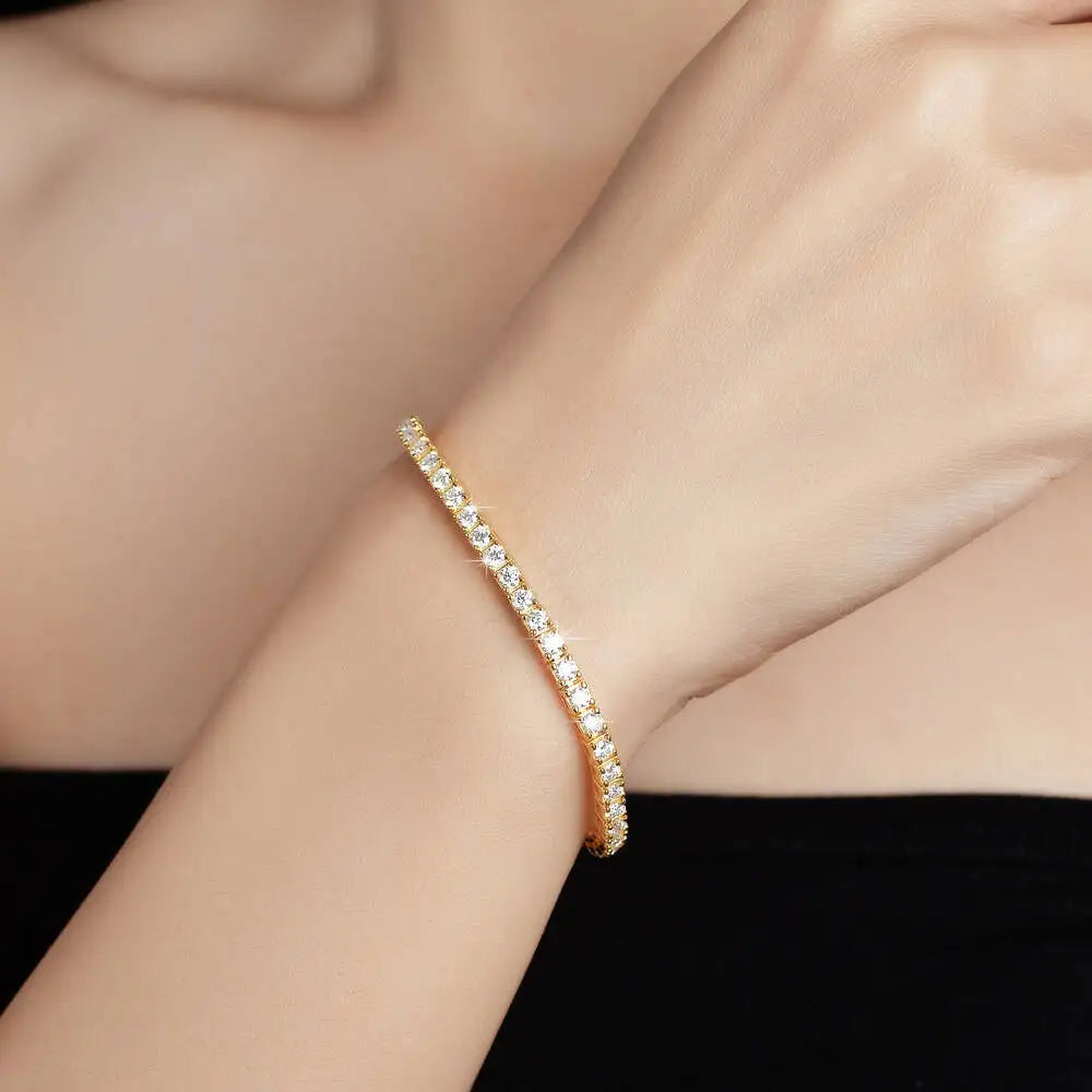 TY 3mm 4mm Moissanite Tennis Bracelet 925 Sterling Silver Full Dia Sier Plated Wedding Party Jewelry Bracelets For Women Man