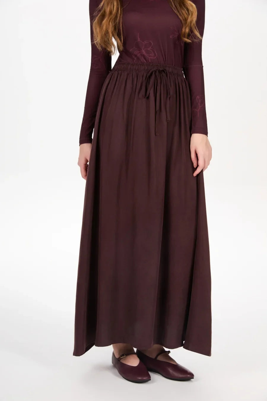 AW25 super soft high quality expensive cupro collection shirt + slip dress + skirt + print mockneck woman matching set