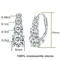 100% 925 Sterling Silver Full Moissanite Hoops Earrings 4-Stone D Color Size Gradient Diamonds Earring for Women Fine Jewelry