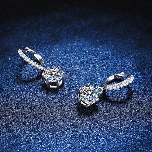 1ct Moissanite Drop Earring for Women Sparkling Diamond Earrings S925 Sterling Silver White Gold Plated Wedding Jewelry