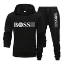Winter and autumn fleece thickened hooded pullover sweater jacket for men, casual sports outfit, two-piece set for men