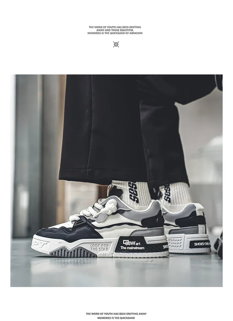 Men's Trendy Skate Shoes, Comfy Non Slip Casual Lace Up Sneakers For Men's Outdoor Activities