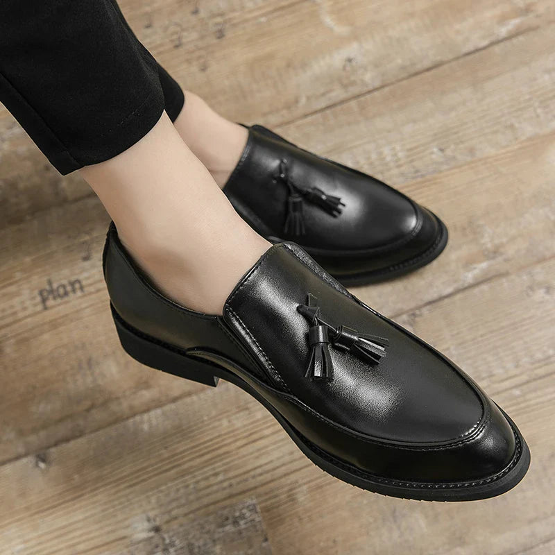 Luxury Designer Mens Business Formal Leather Dress Black Brand Casual Shoes Wedding for Men Office Luxury Flats Footwear Loafers