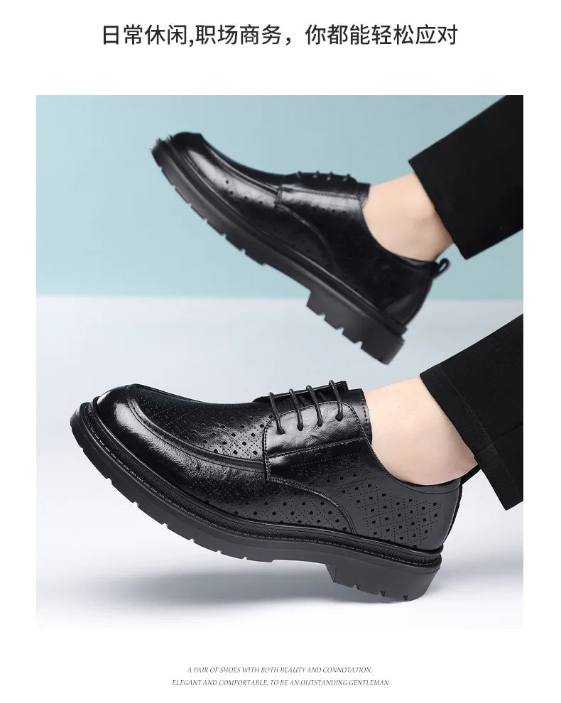 British Style Business Derby Shoes for Men Spring Summer Breathable Dress Shoes Male Fashion Casual Leather Wedding Shoe Man