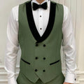 Men Vest Gray Double Button With Black Lapel Waistcoat Suit Fit Wedding Birthday Banquet Party Business Work Tuxedo Men Suit