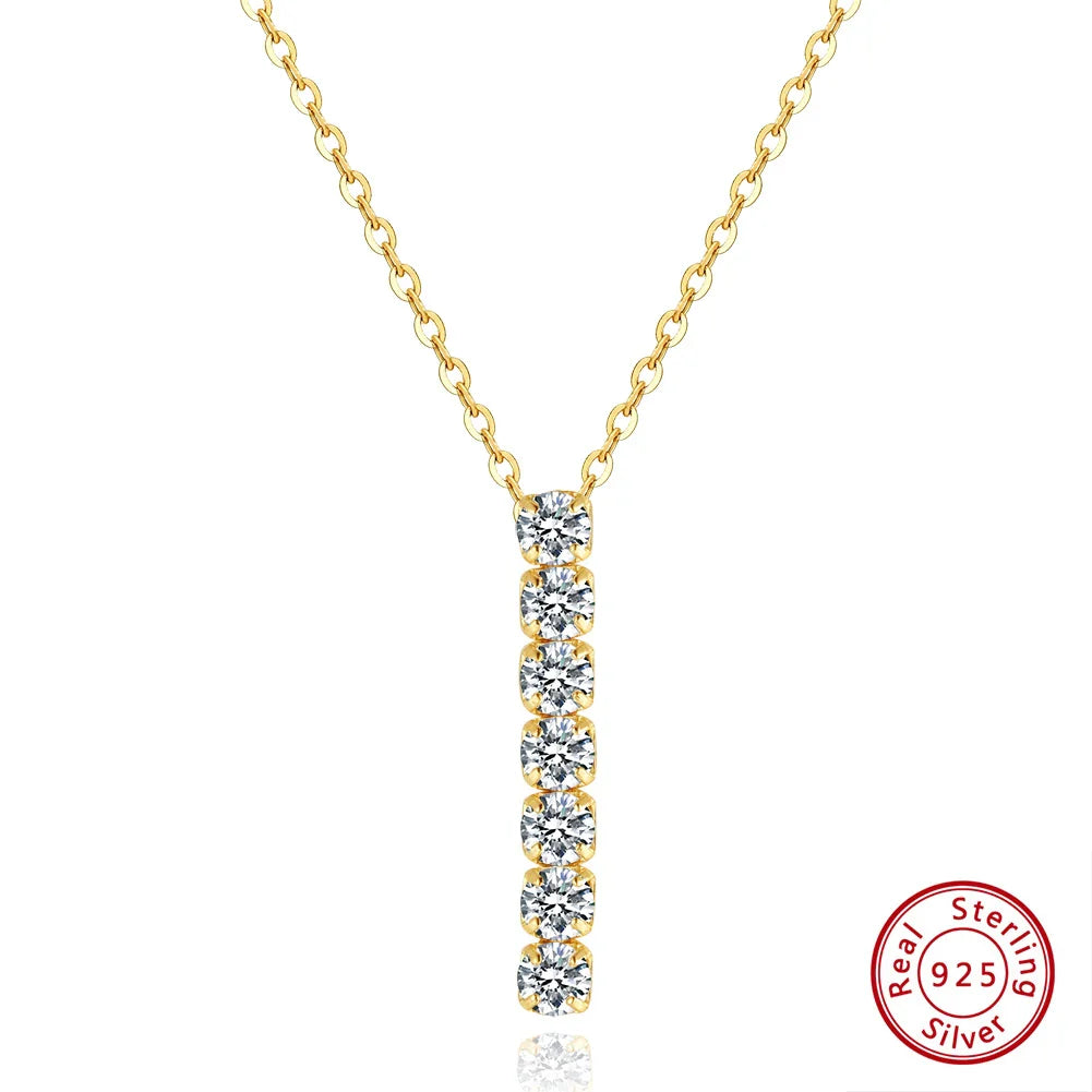 925 Sterling Silver Brilliant Cubic Zirconia Neck Chain 3*3mm Tassels Tennis Necklaces for Women Jewelry Gifts SN346