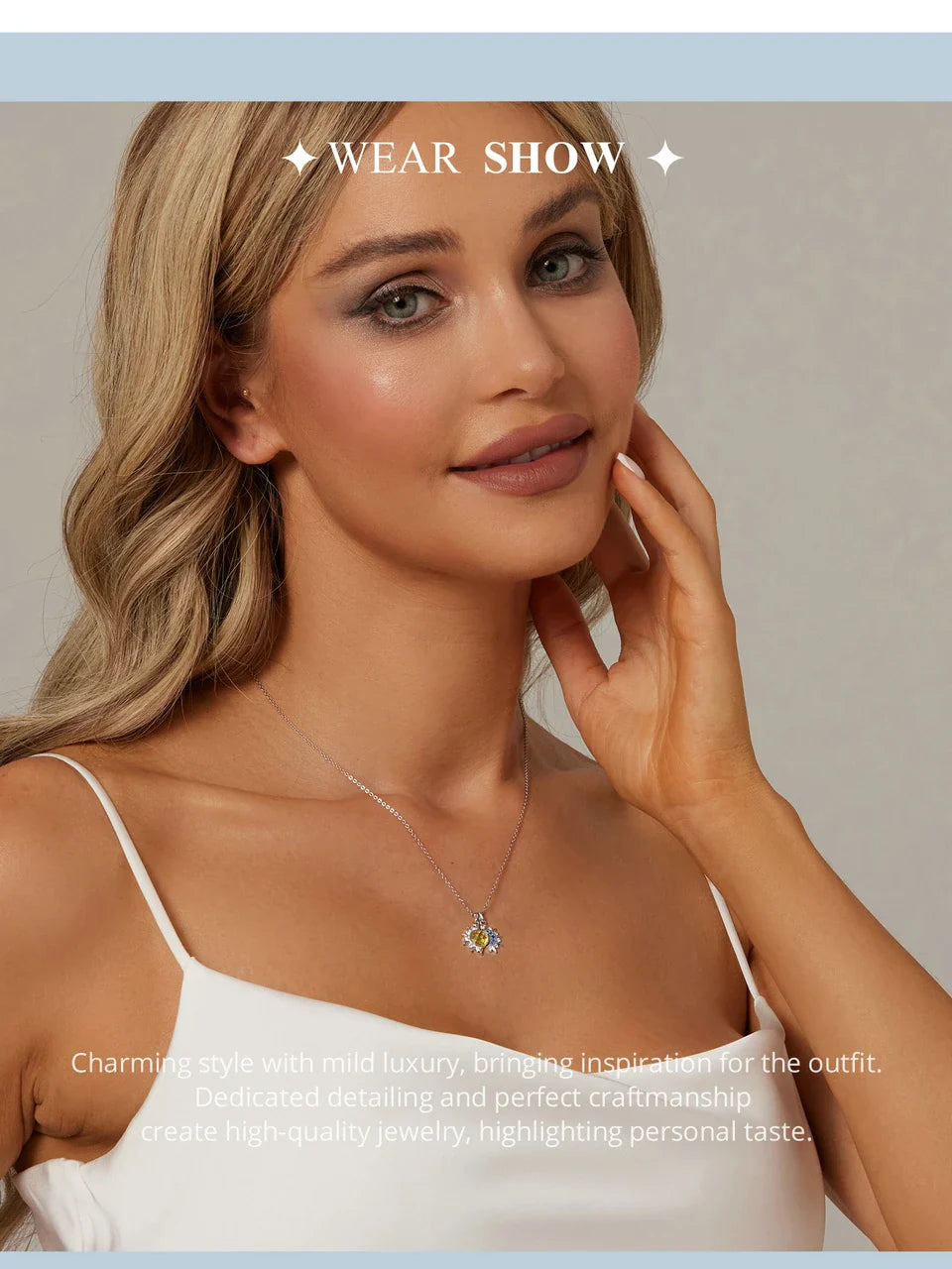 925 Sterling Silver White Gold Plated Sun and Moon Necklace Energy Pendant Neck Chain for Women Party Fine Jewelry Gift