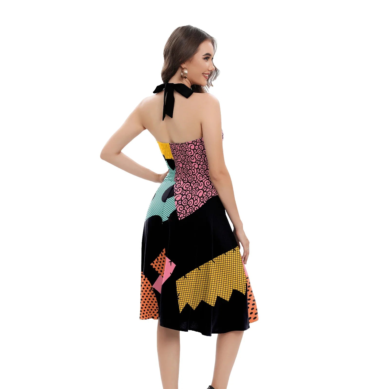 Halloween Nightmare Christmas Sally Dress Spaghetti Strap Women's Sexy Backless Dresses Patchwork Vestidos