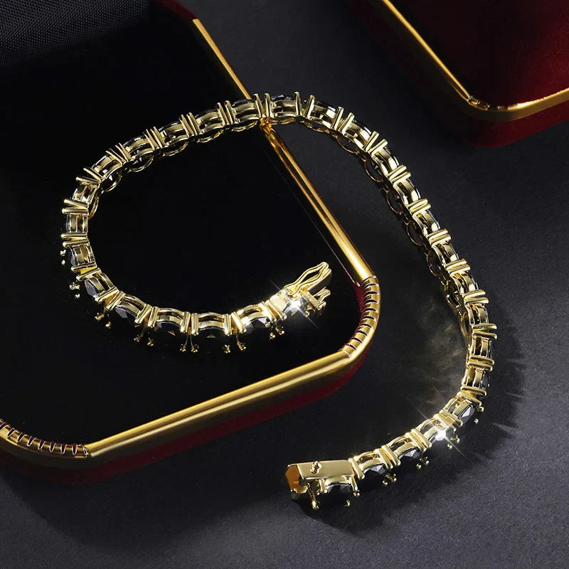 3mm 0.1CT Gradient Color Black Grey White Moissanite Diamond Tennis Bracelet for Men Women Unisex 925 Silver Link Bracelets
