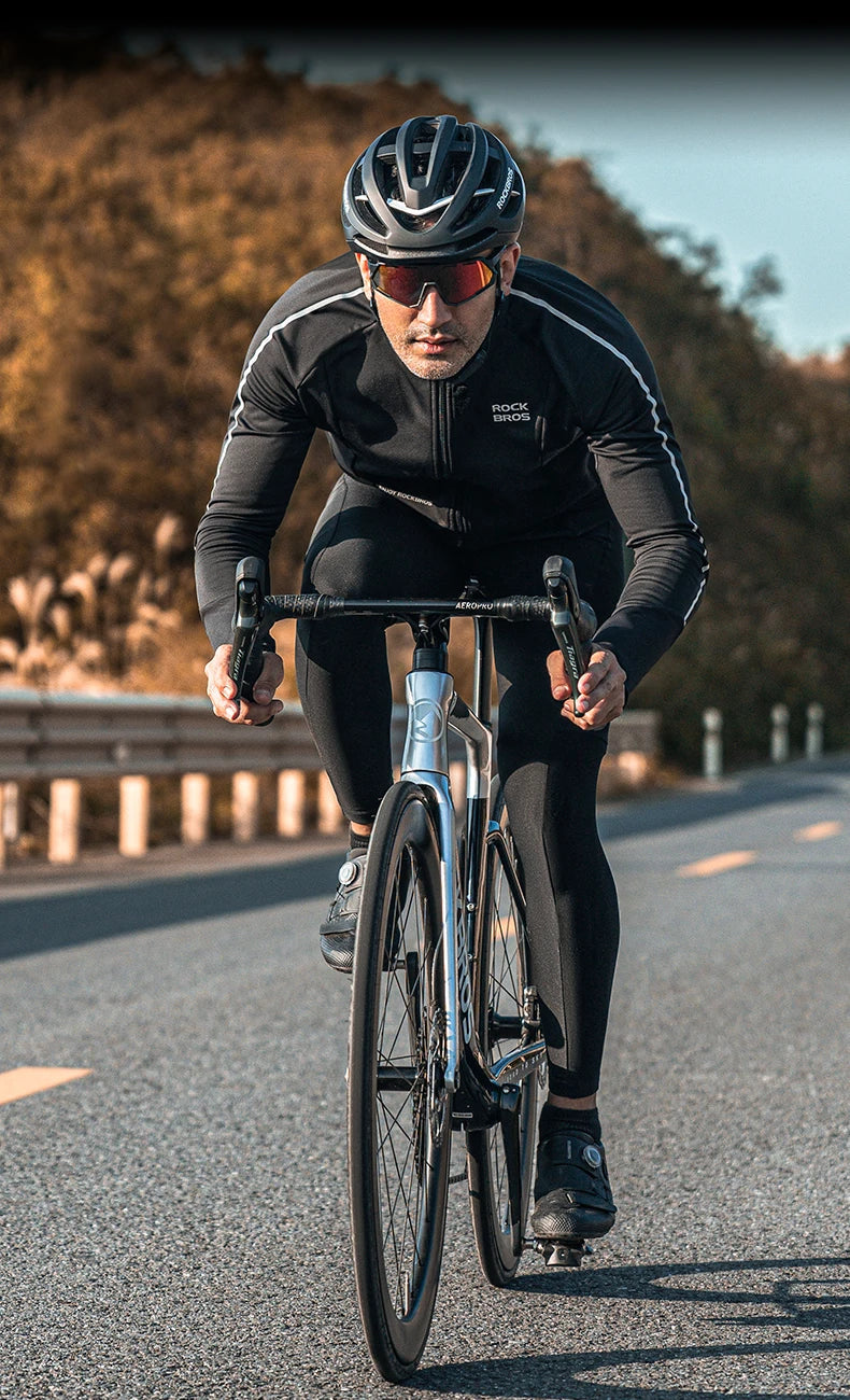 Bicycle Jersey Fall/Winter Fleece Cycling Clothing Thermal Long Sleeve Cycling Clothing Warmer Windproof Sportswear