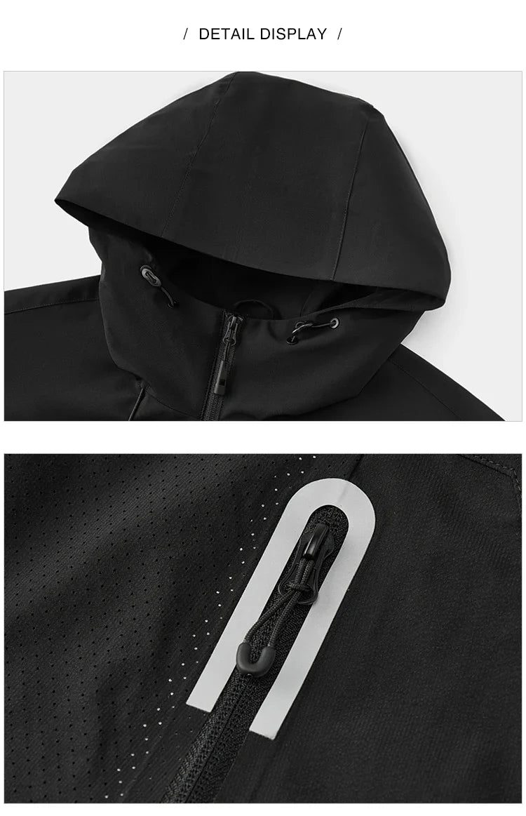 Jacket Men Outdoor Sport Loose Hooded Patchwork Mesh 2025 Autumn Textured Top Menswear Clothing Jackets
